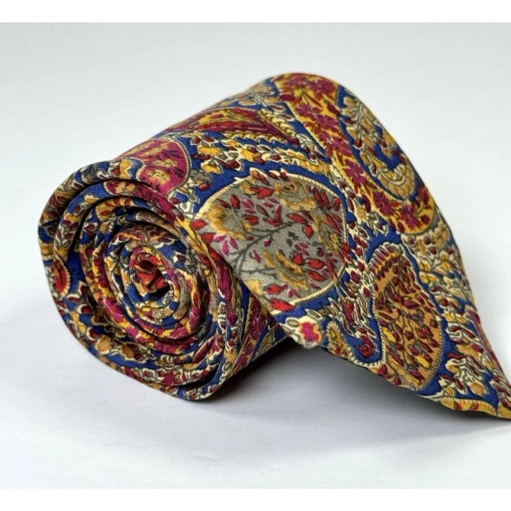 Vintage‎ Etro Silk Tie Paisley Baroque Multicolor Milano Italy Print Made in USA